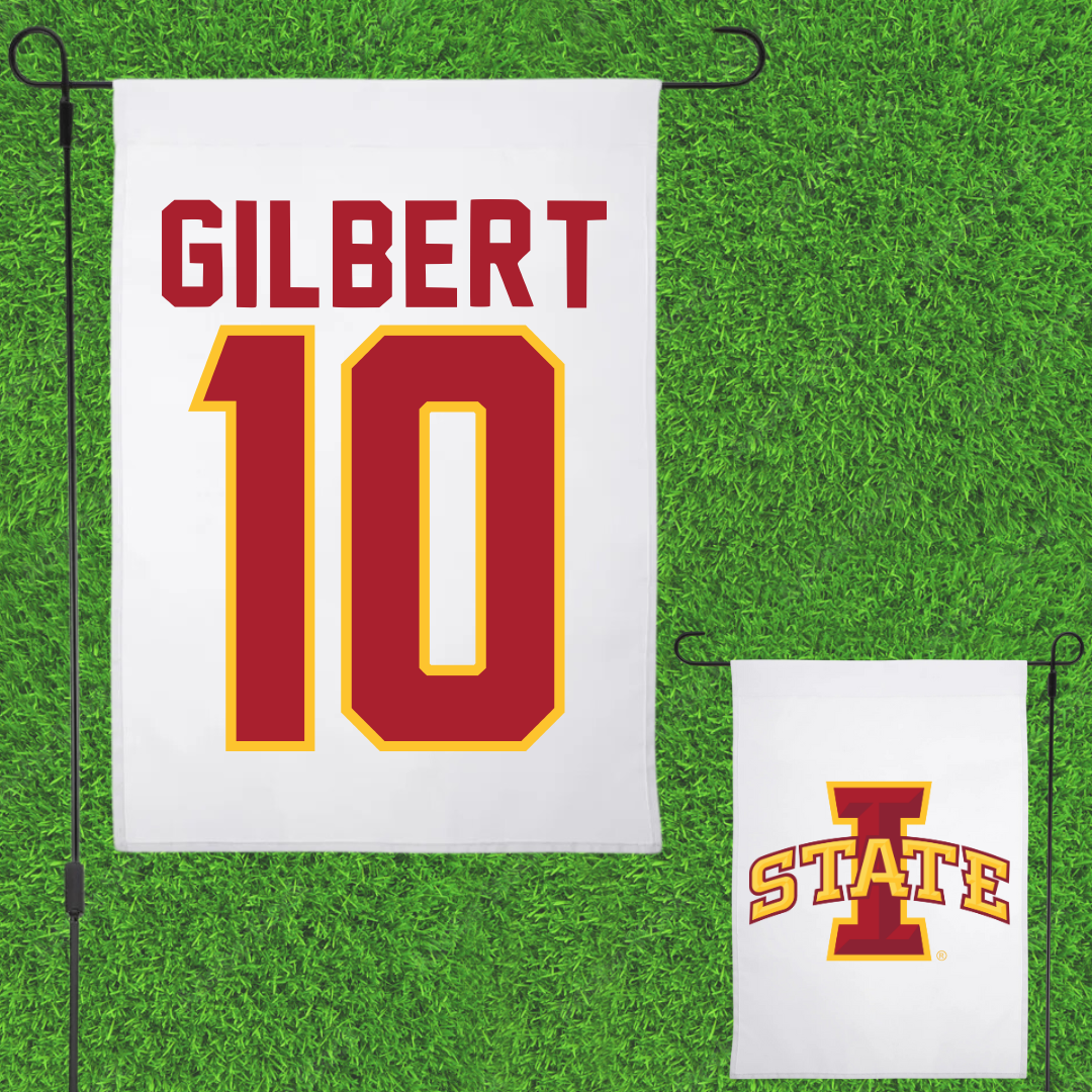 Iowa State University Basketball White Garden Flag - #10 Keshon Gilbert