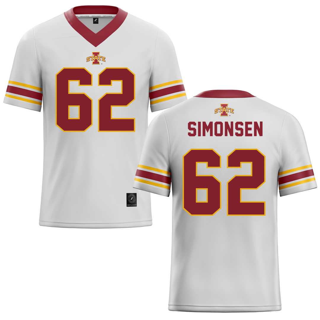 Iowa State University White Football Jersey - #62 Braden Simonsen