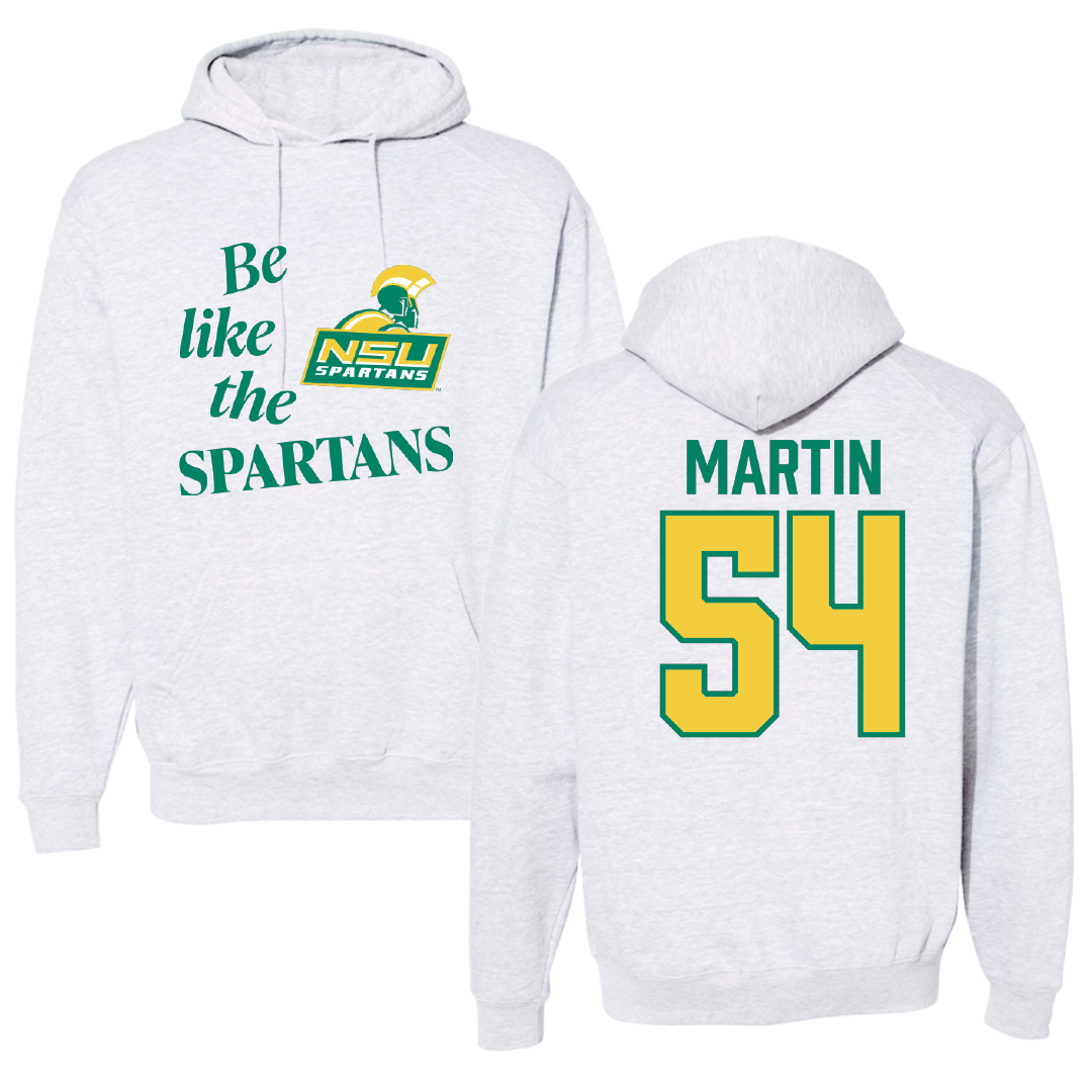 Norfolk State University Football Light Gray Be Like Us Hoodie - #54 Javontay Martin