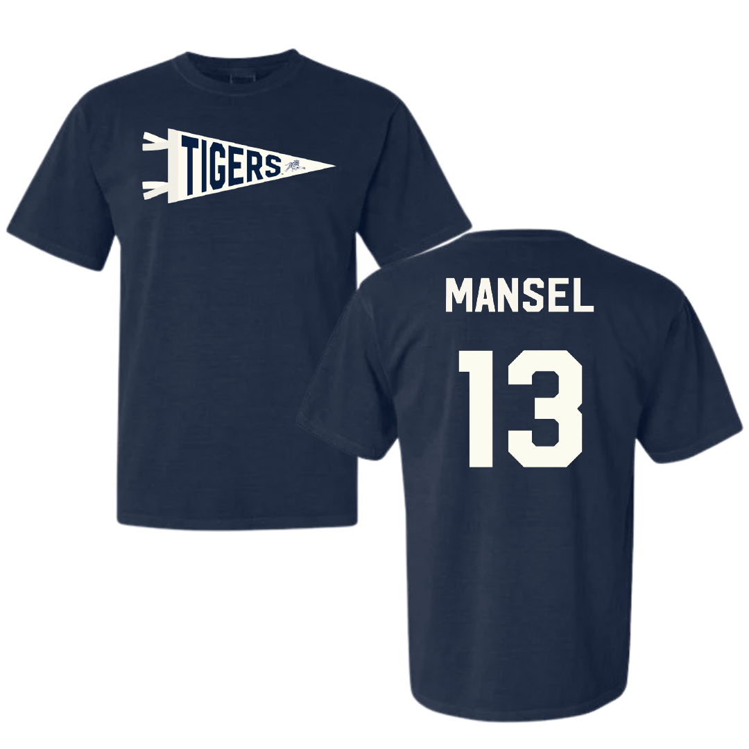 Jackson State University Basketball Navy Pennant Comfort Colors Tee - #13 Romelle Mansel