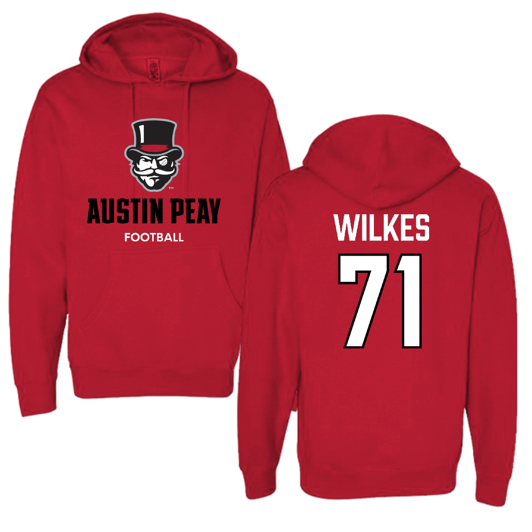 Austin Peay State University Football Red Hoodie - #71 Harrison Wilkes