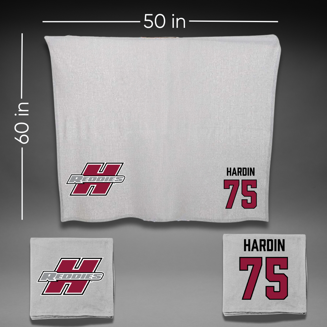Henderson State University Football Gray Blanket - #75 Elijah Hardin