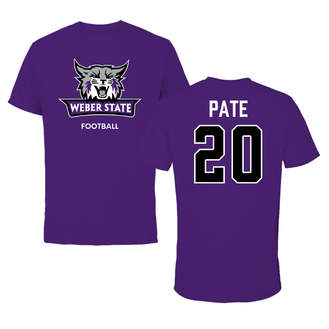 Weber State University Football Purple Tee - #20 Montae Pate