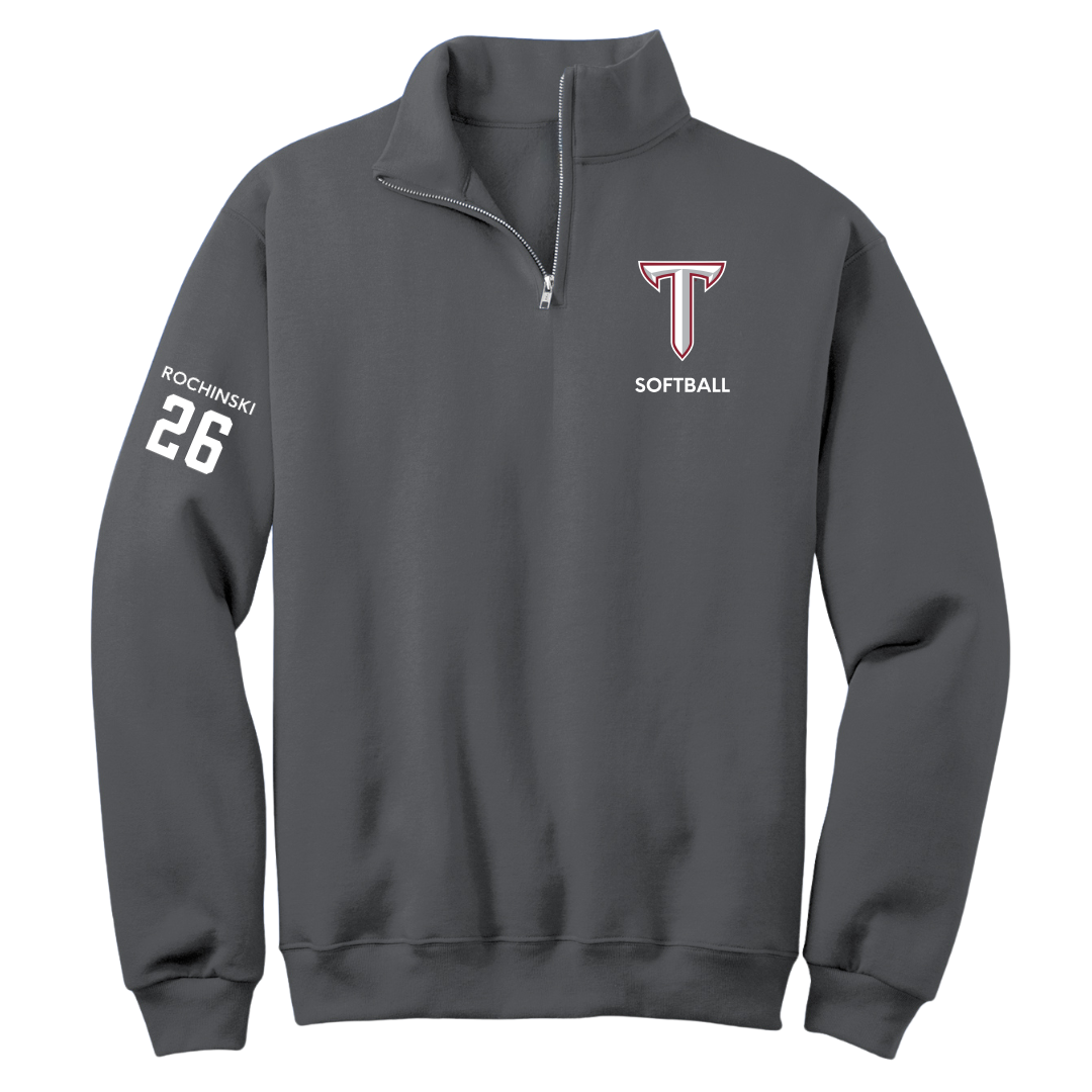 Troy University Softball Dark Gray Quarter-Zip - #26 Kalee Rochinski