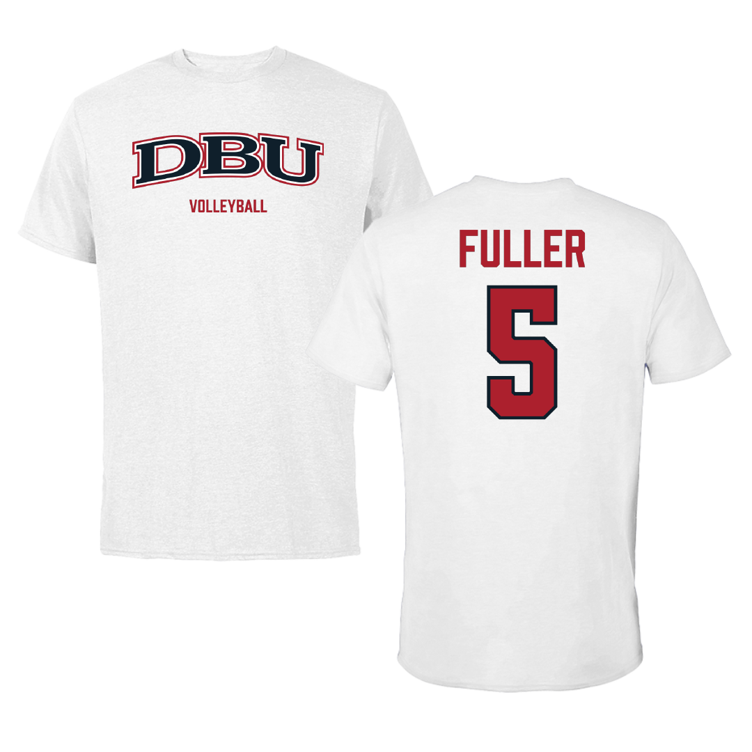 Dallas Baptist University Volleyball (W) White Performance Tee - #5 Delaney Fuller
