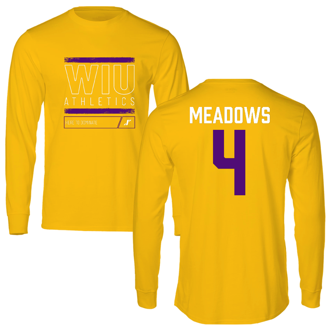 Western Illinois University Basketball Gold Dominate Performance Long Sleeve - #4 Allie Meadows