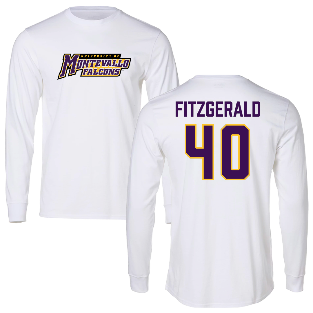 University of Montevallo Baseball White Long Sleeve - #40 Jack Fitzgerald