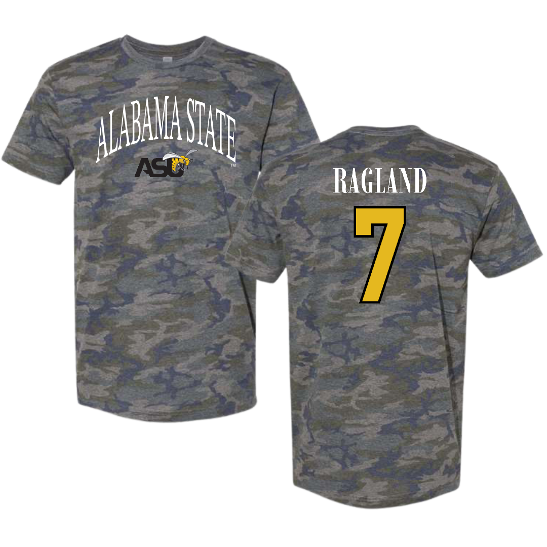 Alabama State University Football Vintage Camo Tee - #7 Braylen Ragland