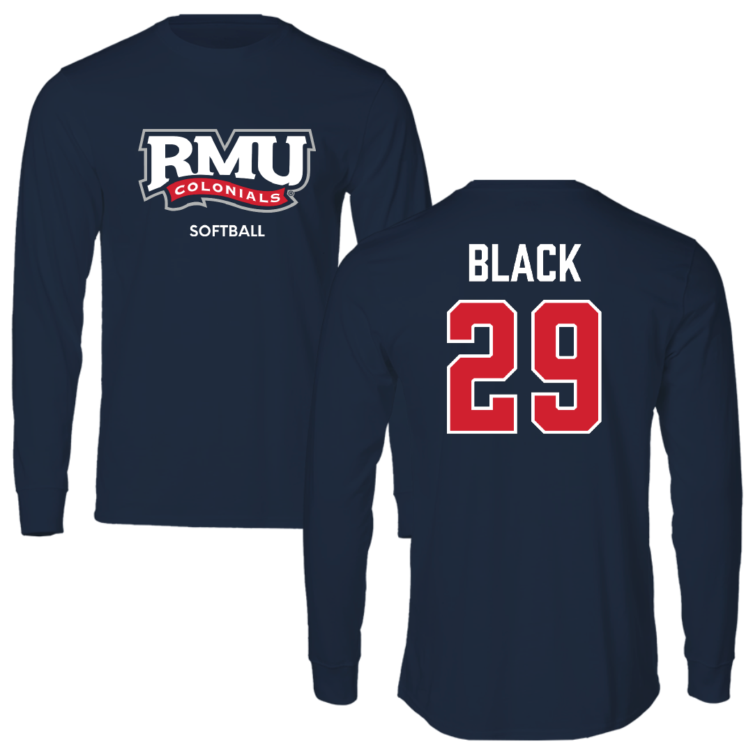 Robert Morris University Softball Navy RMU Long Sleeve - #29 Logan Black