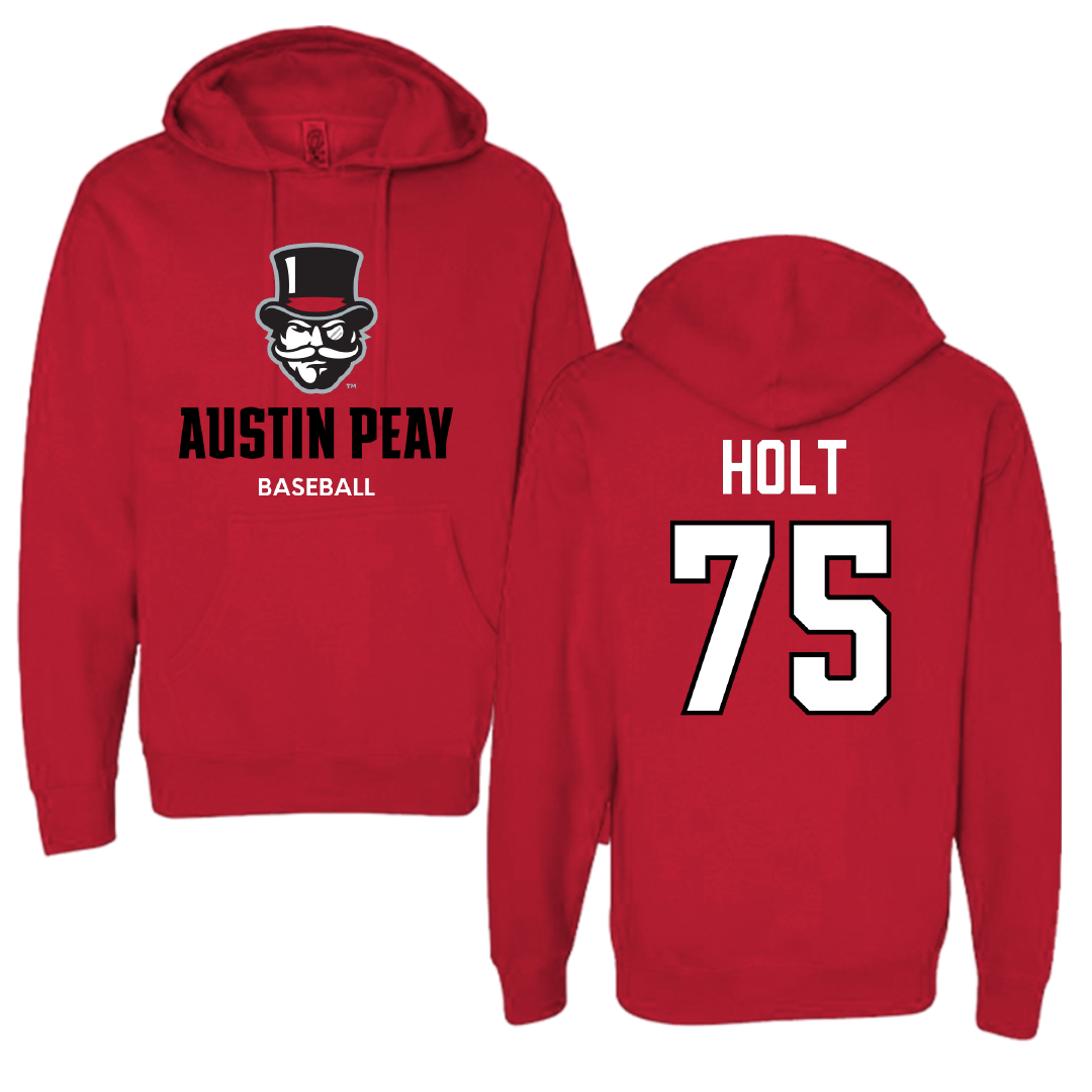 Austin Peay State University Baseball Red Hoodie - #75 Campbell Holt