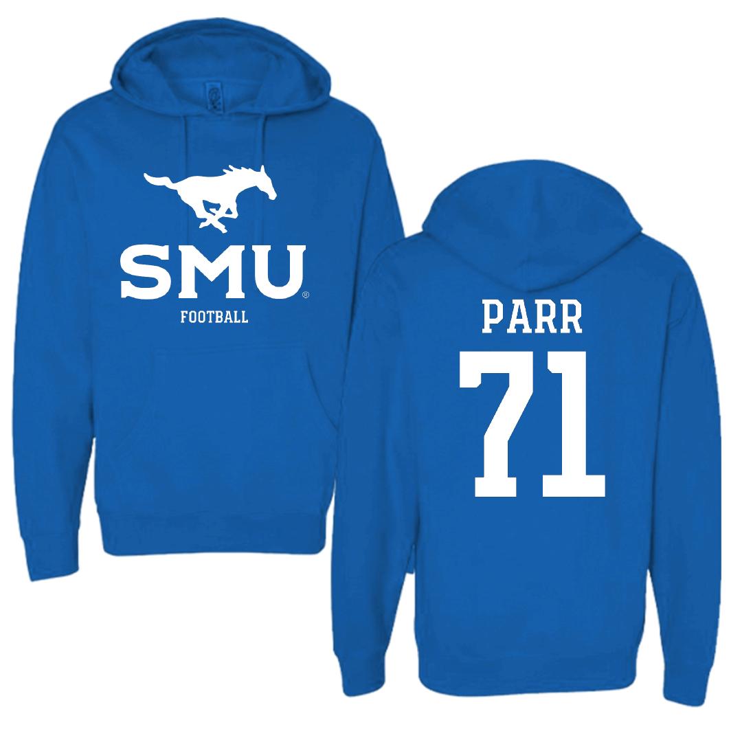 Southern Methodist University Football Blue Hoodie - #71 Logan Parr