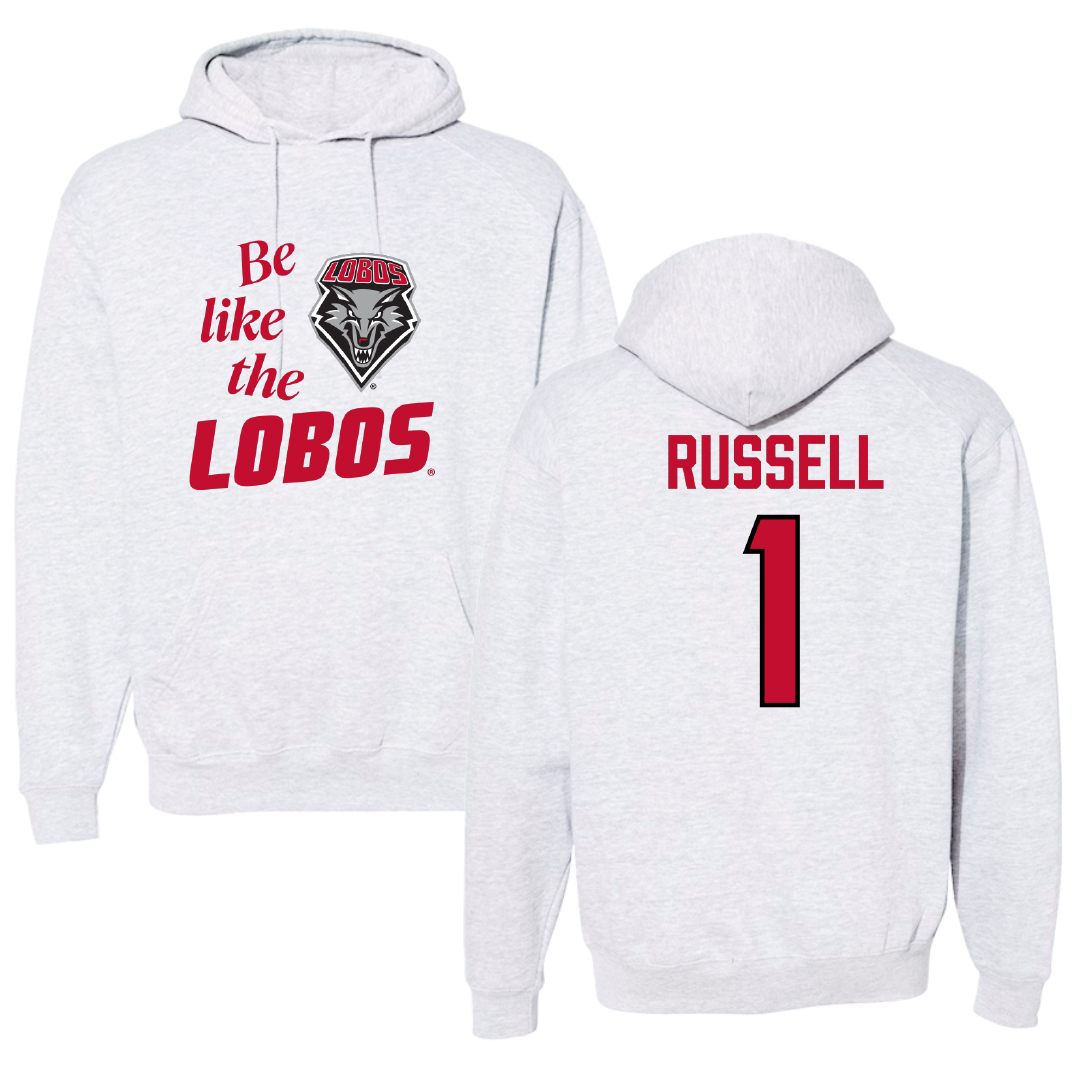 University of New Mexico Baseball Light Gray Be Like Us Hoodie - #1 Tristan Russell
