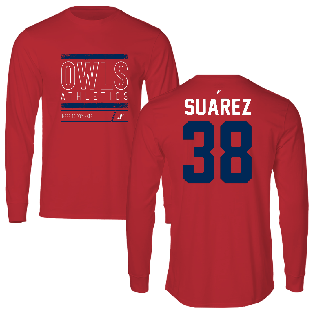 Florida Atlantic University Football Red Dominate Performance Long Sleeve - #38 Morgan Suarez