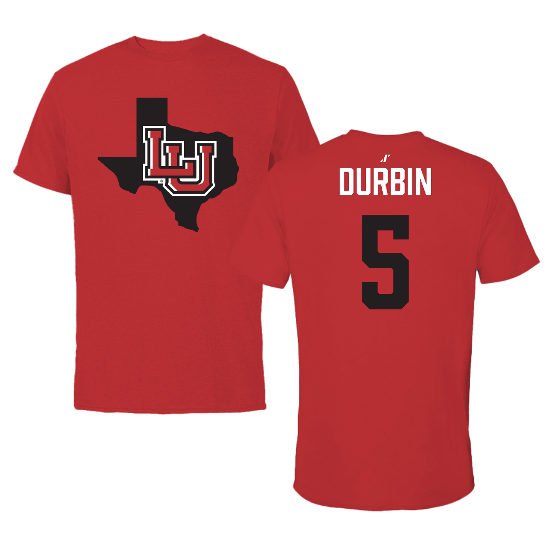 Lamar University Baseball Red State Performance Tee - #5 Beau Durbin