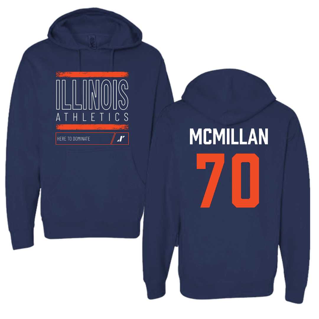 University of Illinois Football Navy Dominate Hoodie - #70 Tyler McMillan