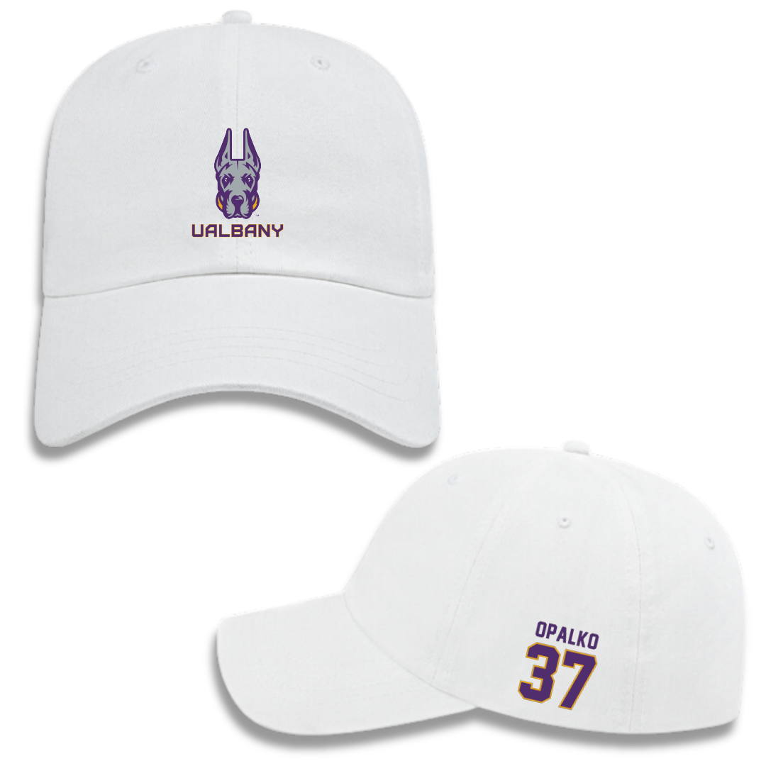 University at Albany Football White Hat - #37 John Opalko