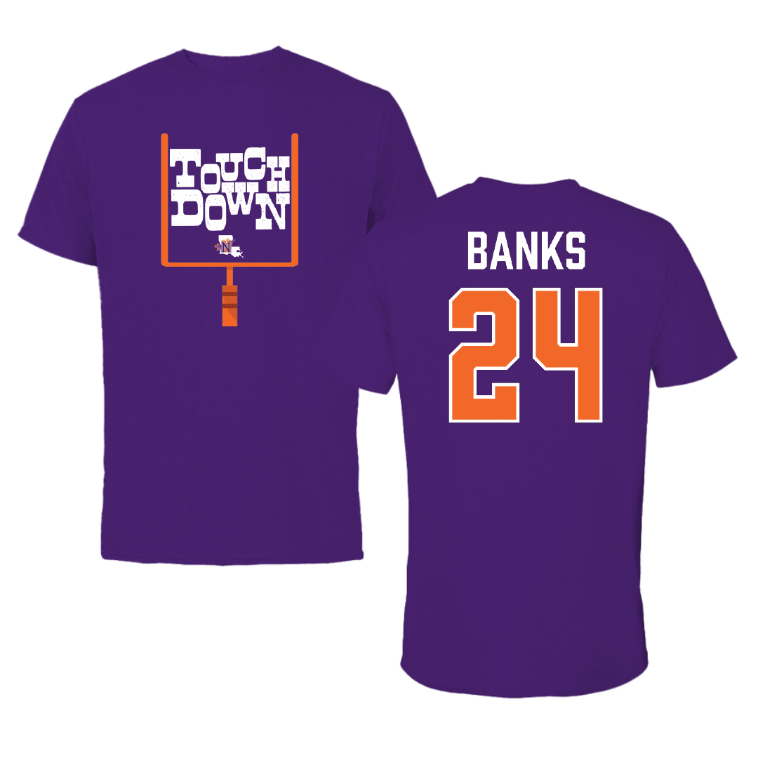 Northwestern State University Football Purple Touchdown Tee - #24 Brian Banks