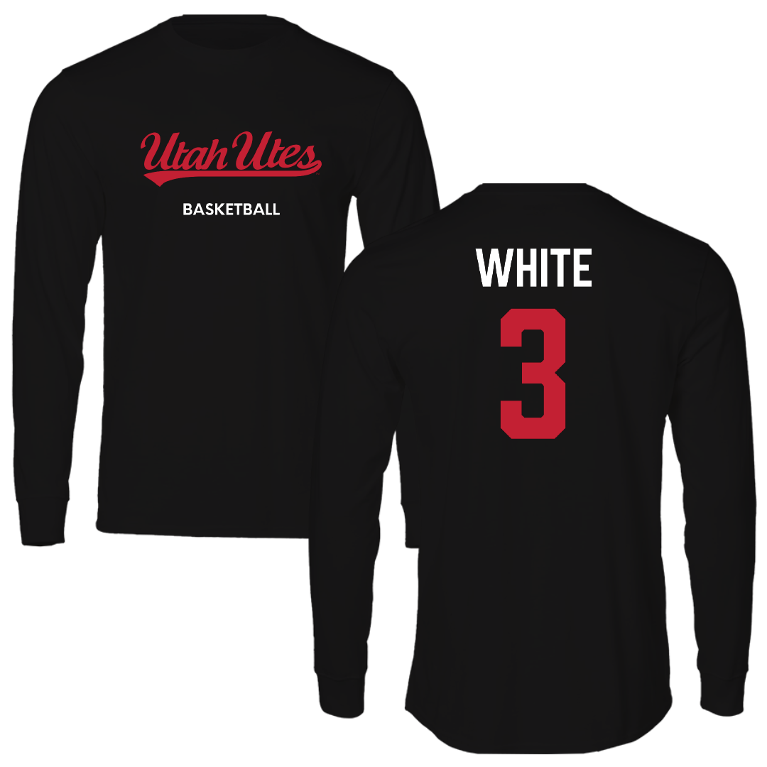 University of Utah Basketball (W) Black Utes Long Sleeve - #3 Lani White