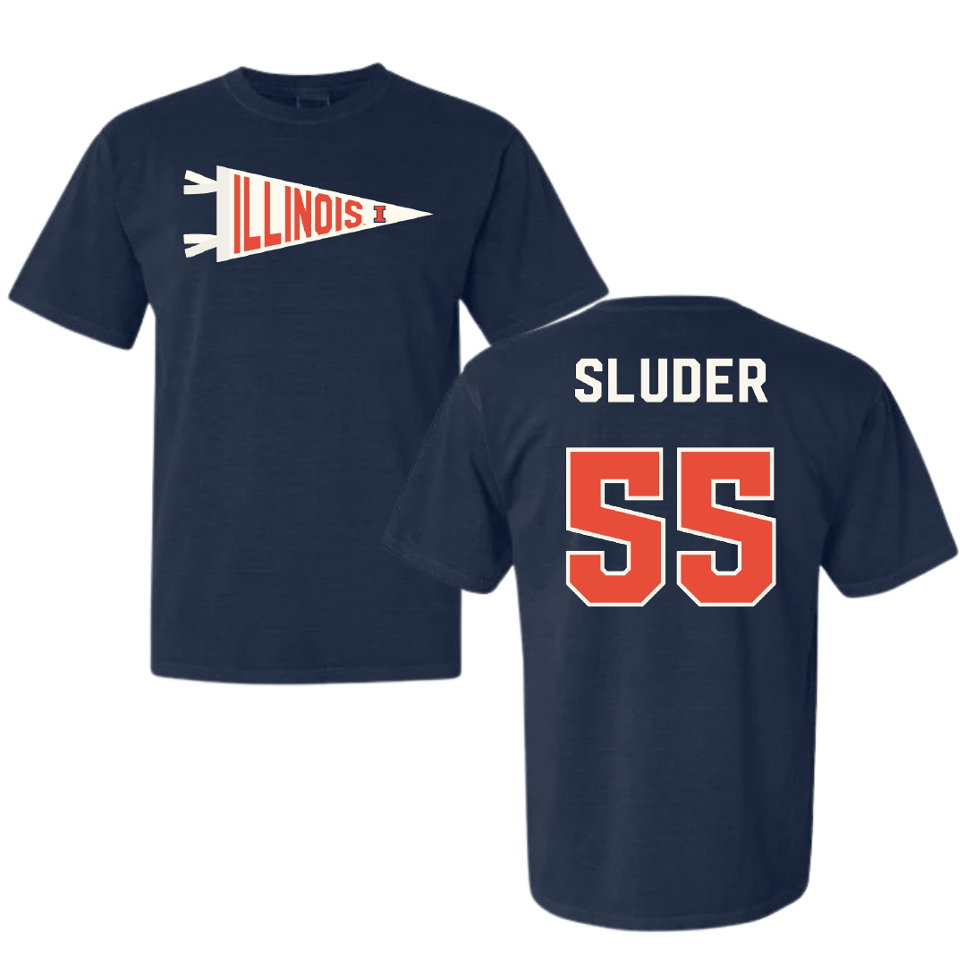 University of Illinois Softball Navy Pennant Comfort Colors Tee - #55 Mallory Sluder
