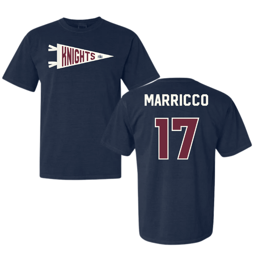 Fairleigh Dickinson University-Metropolitan Campus Soccer Navy Pennant Comfort Colors Tee - #17 Madeline Marricco