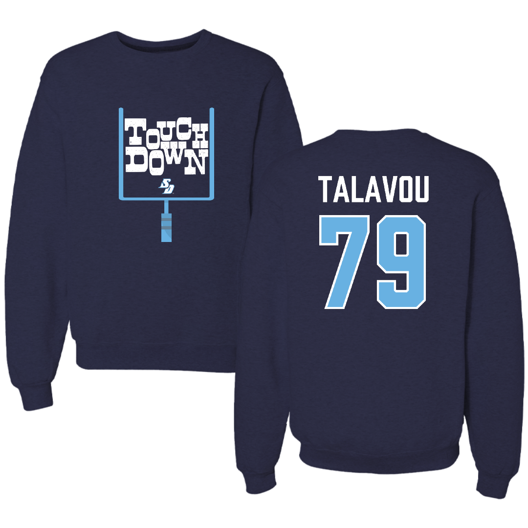 University of San Diego Football Navy Touchdown Crewneck - #79 Maicah Talavou