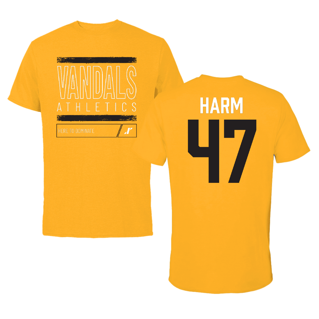 University of Idaho Football Gold Dominate Performance Tee - #47 LJ Harm