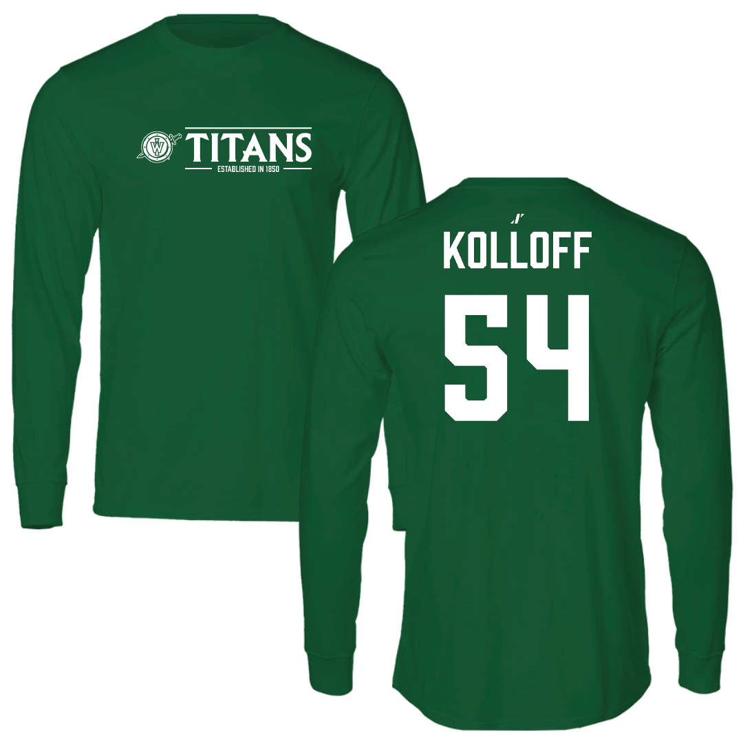 Illinois Wesleyan University Football Green General Long Sleeve - #54 Ethan Kolloff