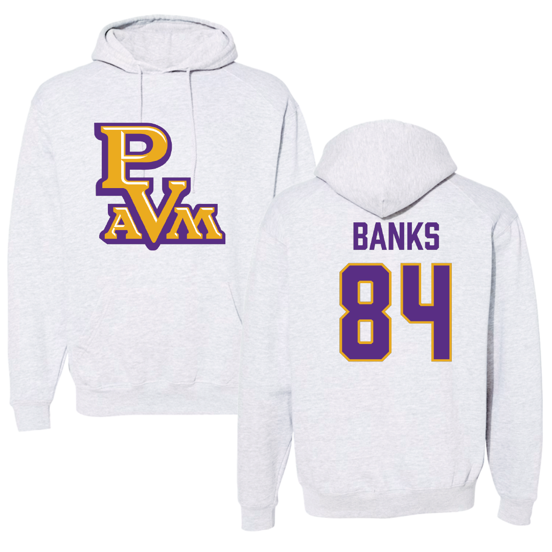 Prairie View A&M University Football Light Gray Hoodie - #84 Ja’koby Banks
