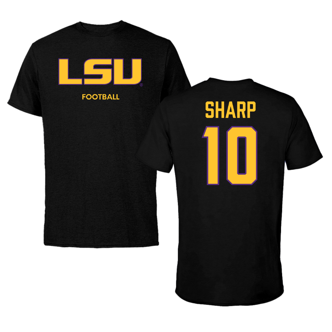 Louisiana State University Football Black Tee - #10 Bauer Sharp