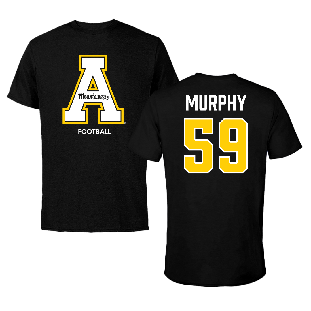 Appalachian State University Football Black Tee - #59 Jack Murphy