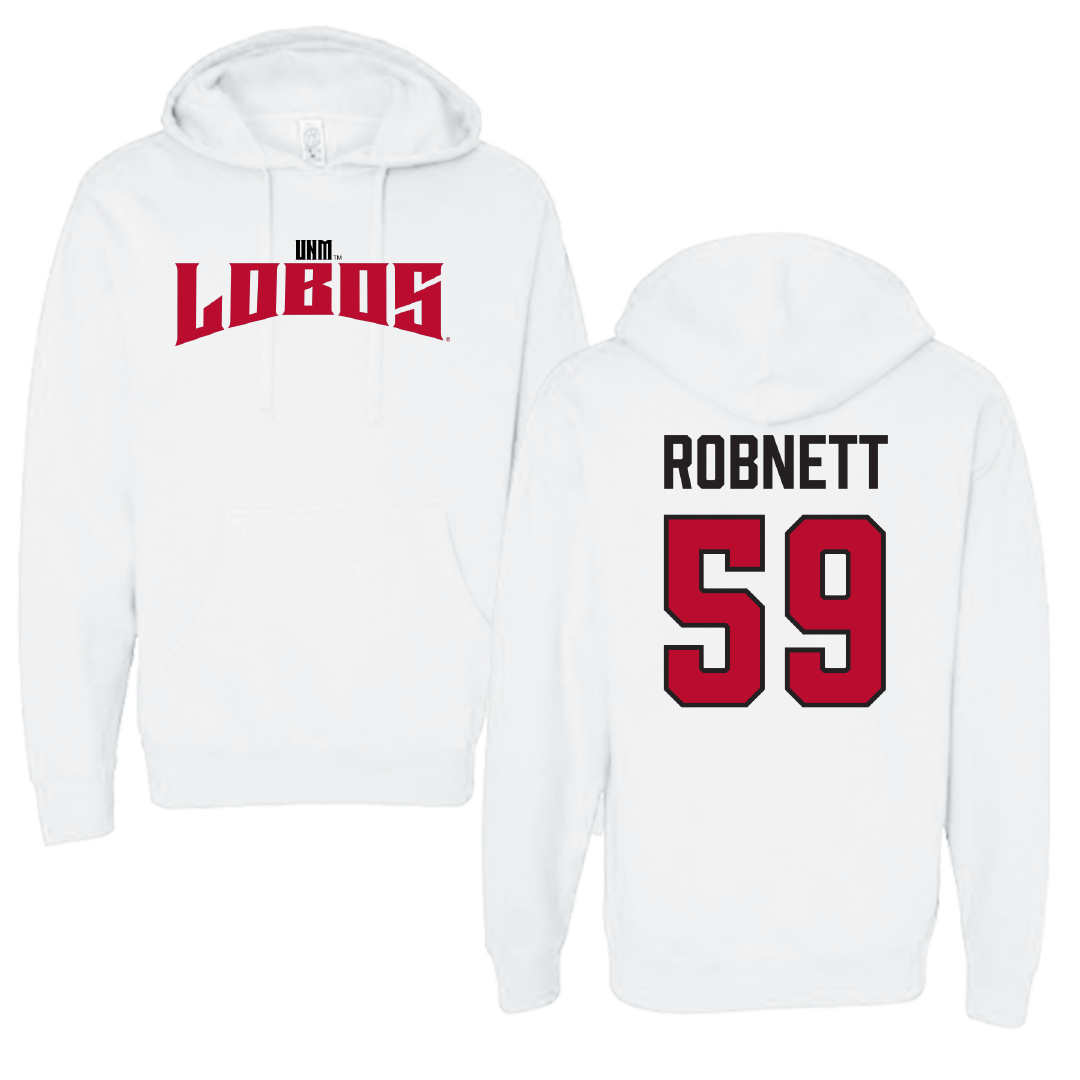 University of New Mexico Football White Classic Hoodie - #59 Kaden Robnett