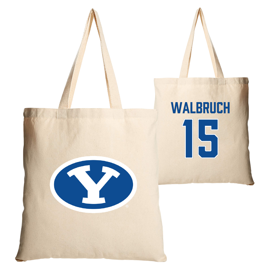 Brigham Young University Soccer Tan Canvas Tote Bag - #15 Ellie Walbruch