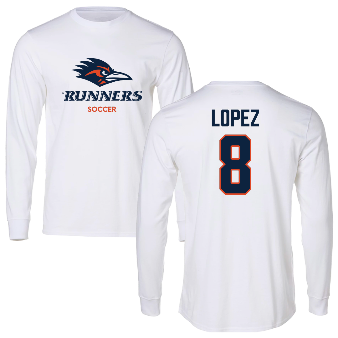 University of Texas at San Antonio Soccer (W) White Performance Long Sleeve - #8 Haley Lopez
