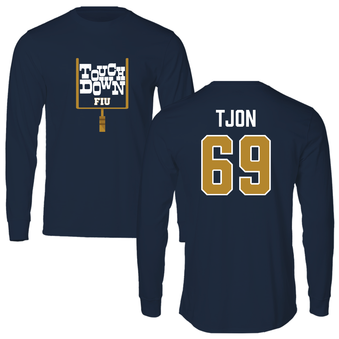 Florida International University Football Navy Touchdown Performance Long Sleeve - #69 Ming Tjon