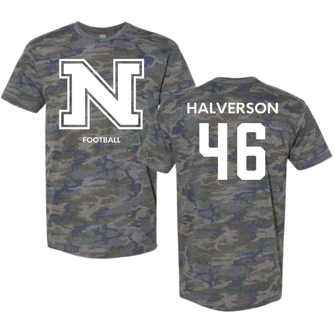 Northern Michigan University Football Vintage Camo Tee - #46 Owen Halverson
