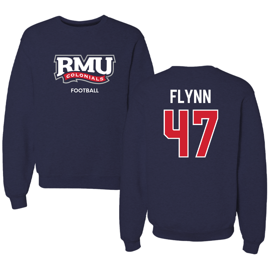Robert Morris University Football Navy RMU Crewneck - #47 Mack Flynn