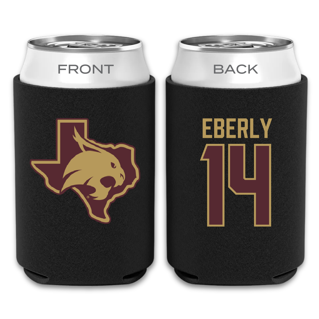 Texas State University Baseball Black Can Cooler - #14 Keller Eberly