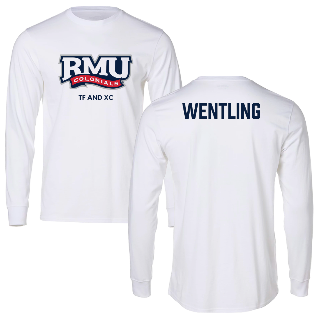 Robert Morris University TF and XC White Mascot Performance Long Sleeve - Nathan Wentling