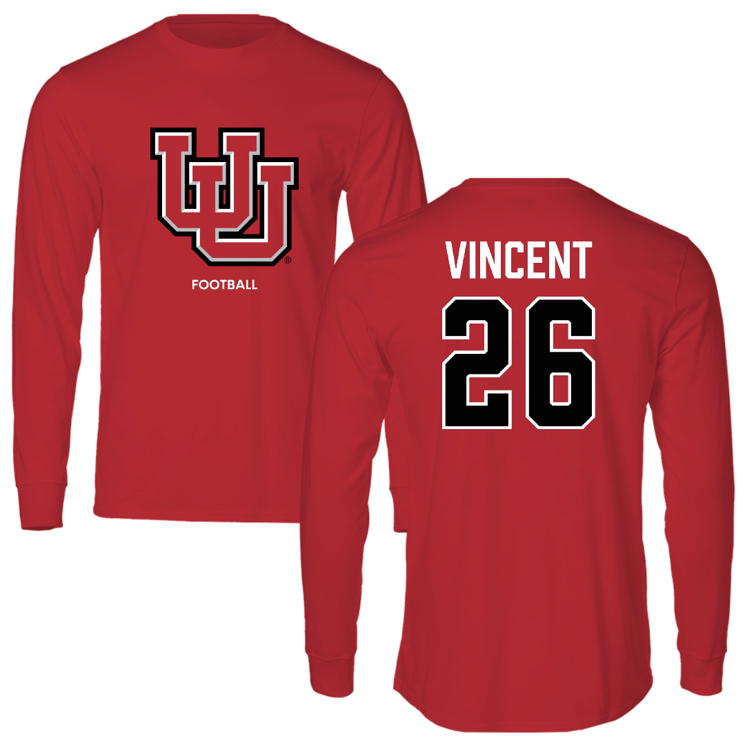 University of Utah Football Red Block Performance Long Sleeve - #26 Charlie Vincent