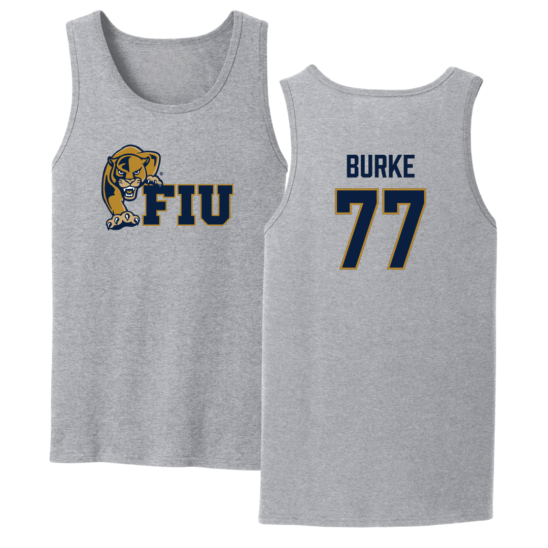 Florida International University Football Sport Gray Tank Top - #77 Travis Burke