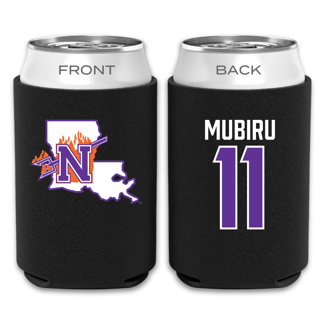 Northwestern State University Basketball Black Can Cooler - #11 Chris Mubiru