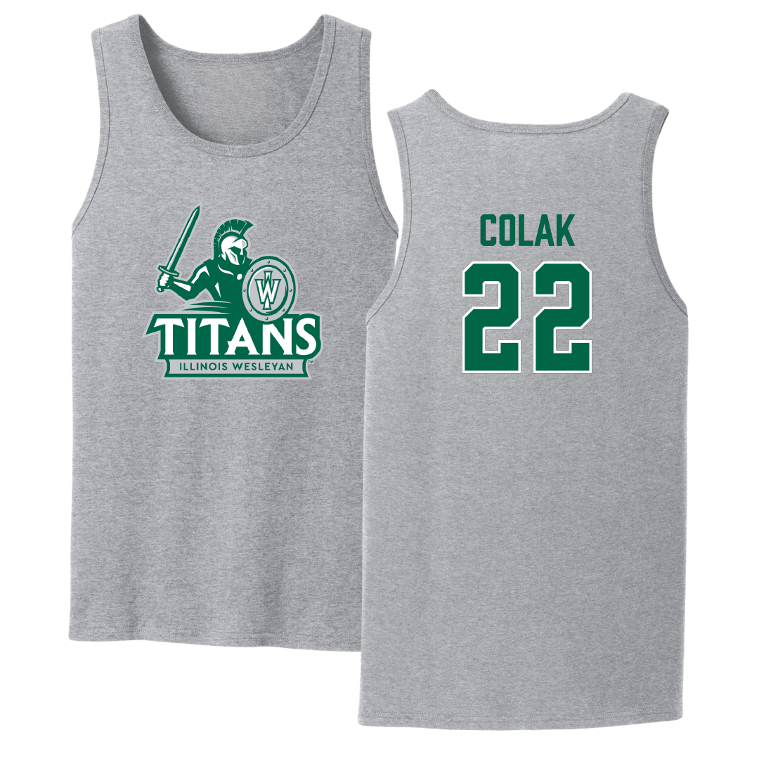Illinois Wesleyan University Basketball Sport Gray Tank Top - #22 Karlo Colak