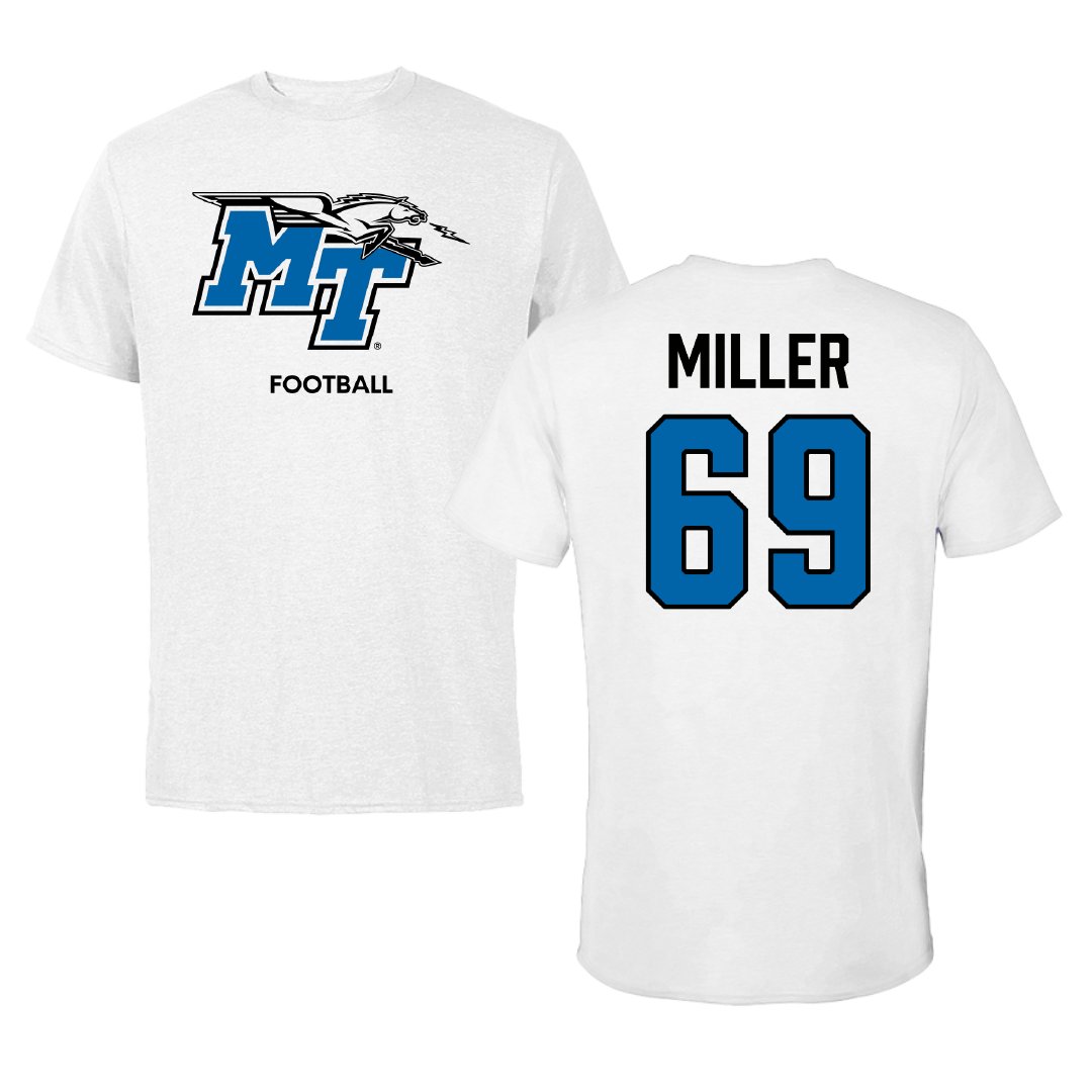 Middle Tennessee State University Football White Tee - #69 Marcus Miller