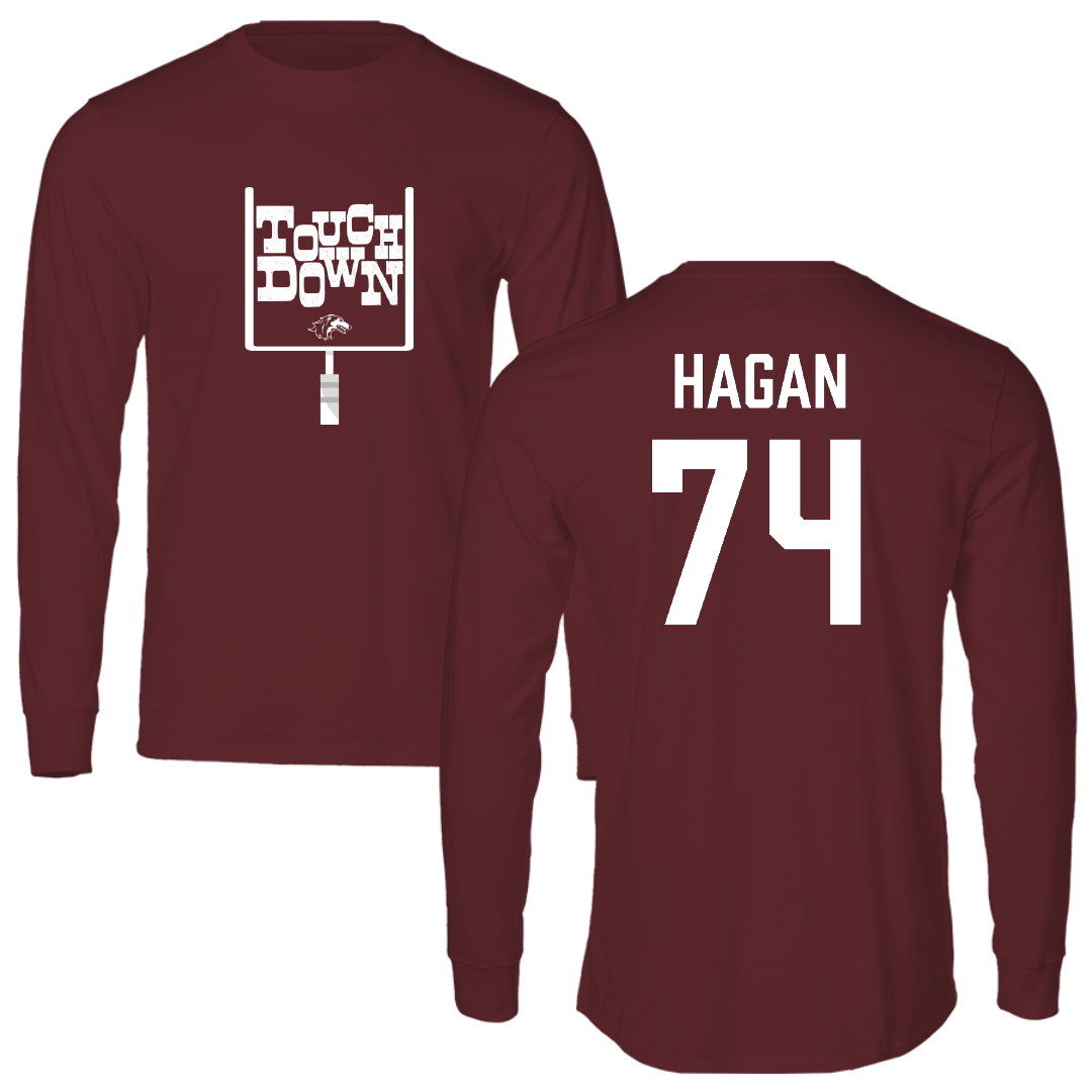 Southern Illinois University at Carbondale Football Maroon Touchdown Long Sleeve - #74 Harris Hagan