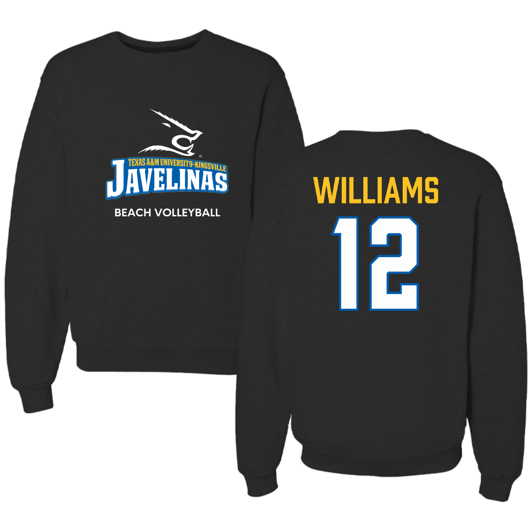Texas A&M University-Kingsville Beach Volleyball Black Crewneck - #12 Elizabeth Williams
