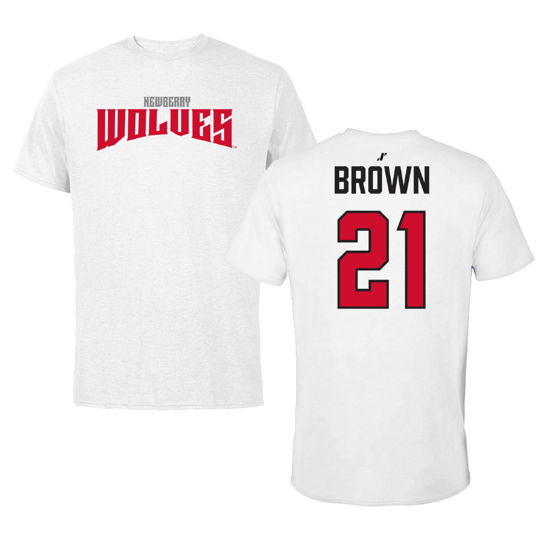 Newberry College Basketball (W) White Classic Performance Tee - #21 Jada Brown