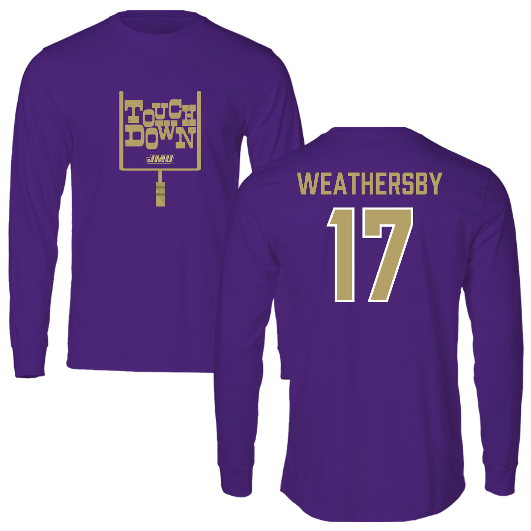 James Madison University Football Purple Touchdown Long Sleeve - #17 Gannon Weathersby