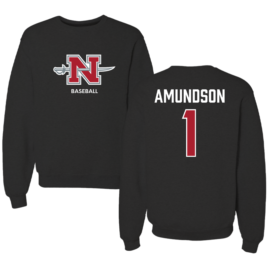 Nicholls State University Baseball Black Mascot Crewneck - #1 Kaden Amundson