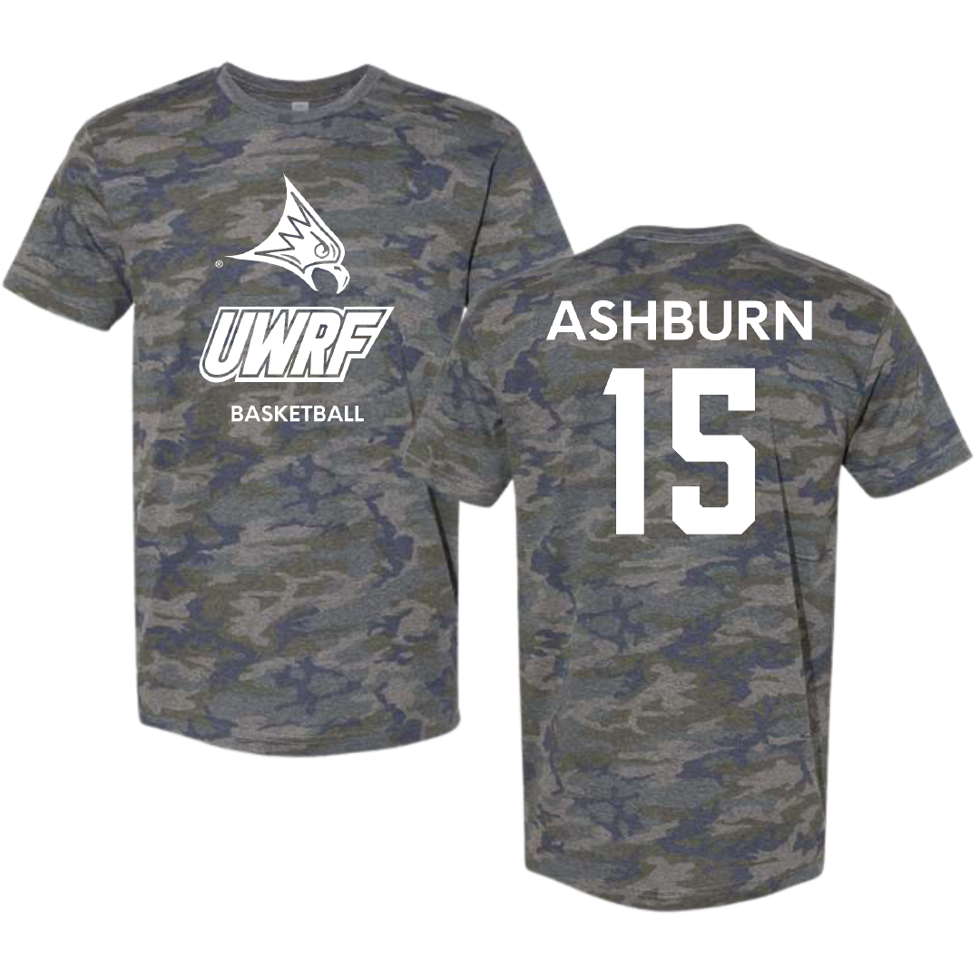 University of Wisconsin-River Falls Basketball (M) Vintage Camo Tee - #15 Riley Ashburn