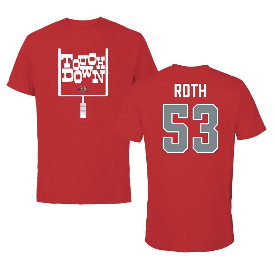 Nicholls State University Football Red Touchdown Tee - #53 Craig Roth